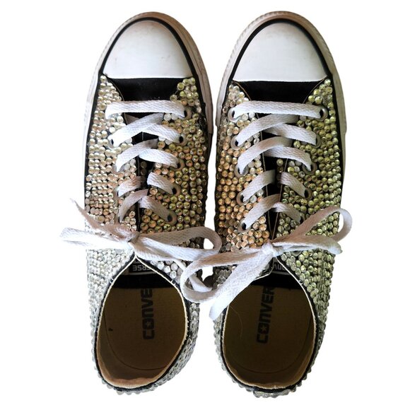 Custom Converse All Star Low-Top Sneakers w/Rhinestone Embellishments  Women's 7 - Picture 7 of 10